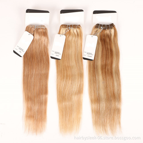 Rebecca Fashion 7 pieces each double drawn 100g real virgin remy seamless double weft straight wave clip in hair extensions